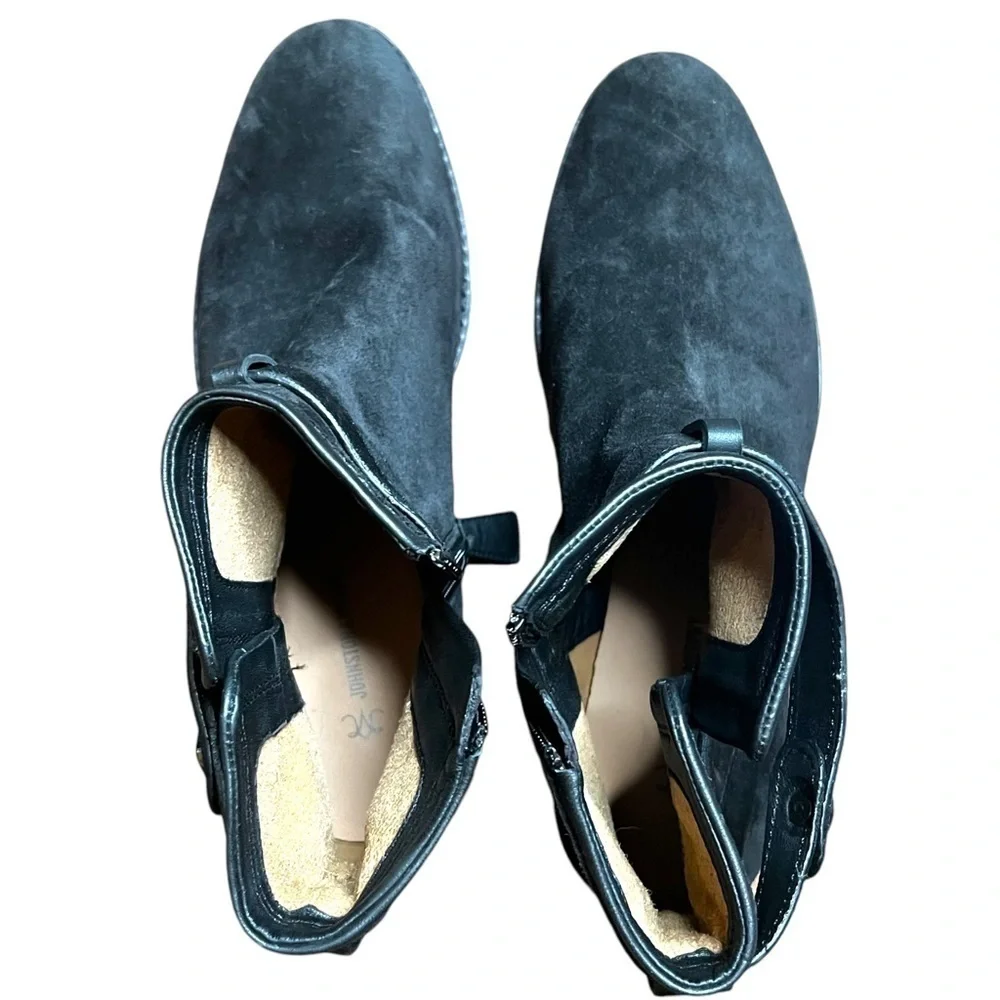▶️ Johnston & Murphy ◀️ Darby Snap Bootie All Leather Black Suede Women’s 8